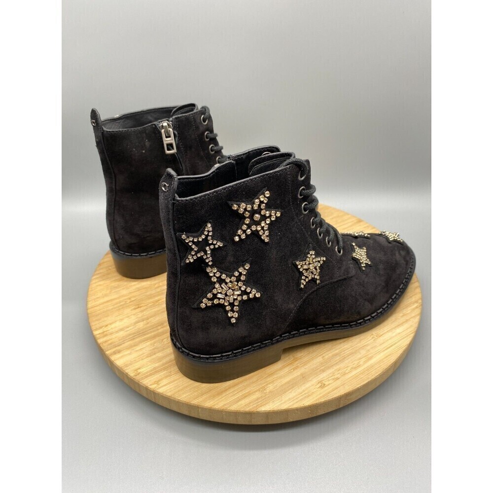 Coach Watts Star Boots Black Sued Side Zip Western Rhinestones G2313 Womens 7 B - Picture 4 of 14